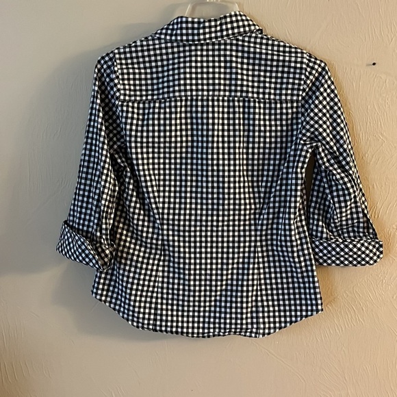 Liz & Co Black and White Check Buttoned Blouse sz S - Picture 2 of 12